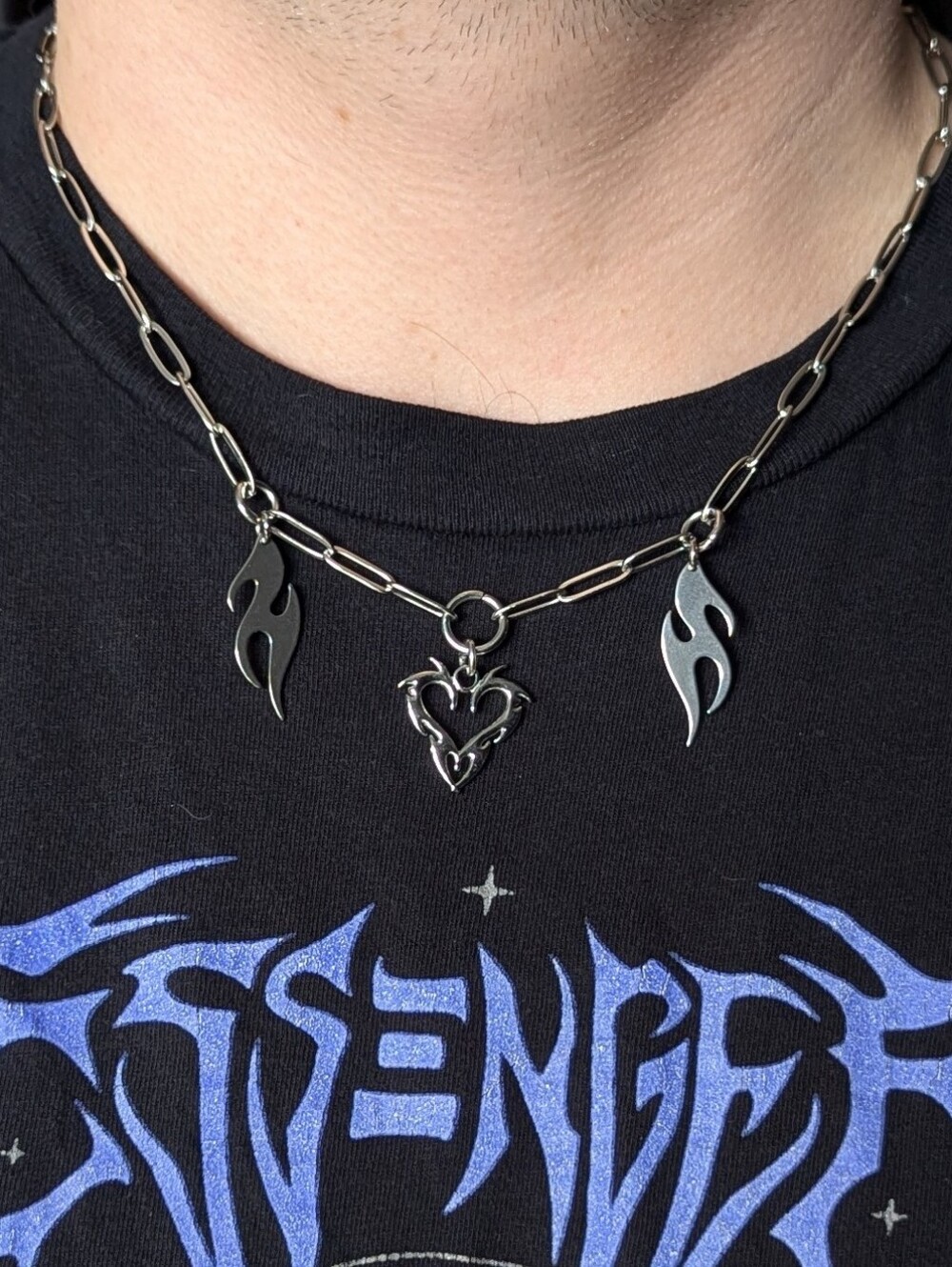 Stainless steel Flame Heart Necklace